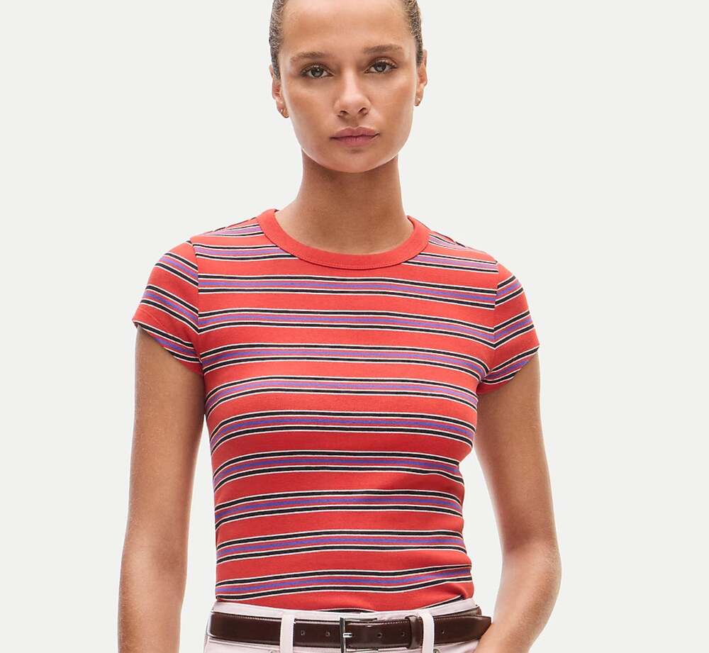J Crew Perfect Fit Crewneck Tee XL NWT Red Blue Top Shirt CT124 Y2K J.Crew